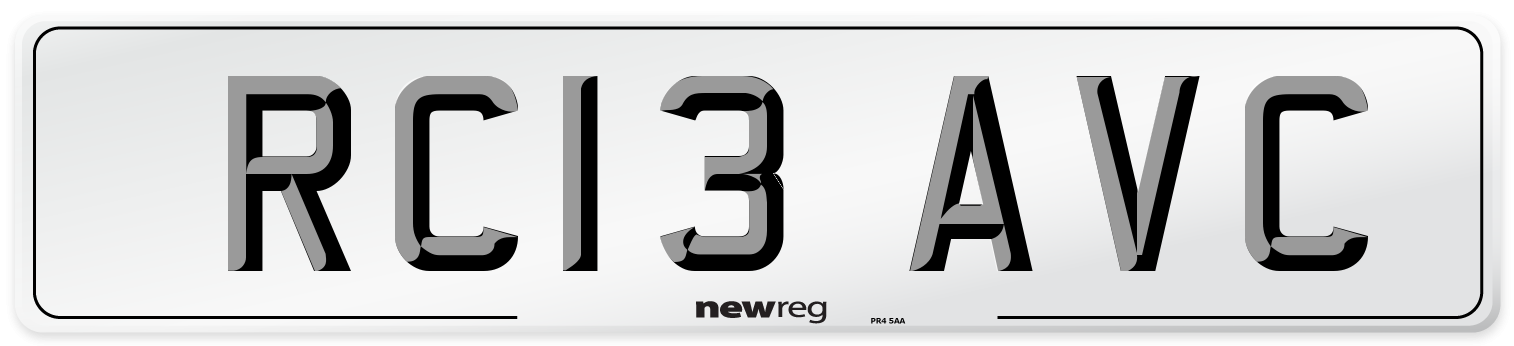 RC13 AVC Number Plate from New Reg